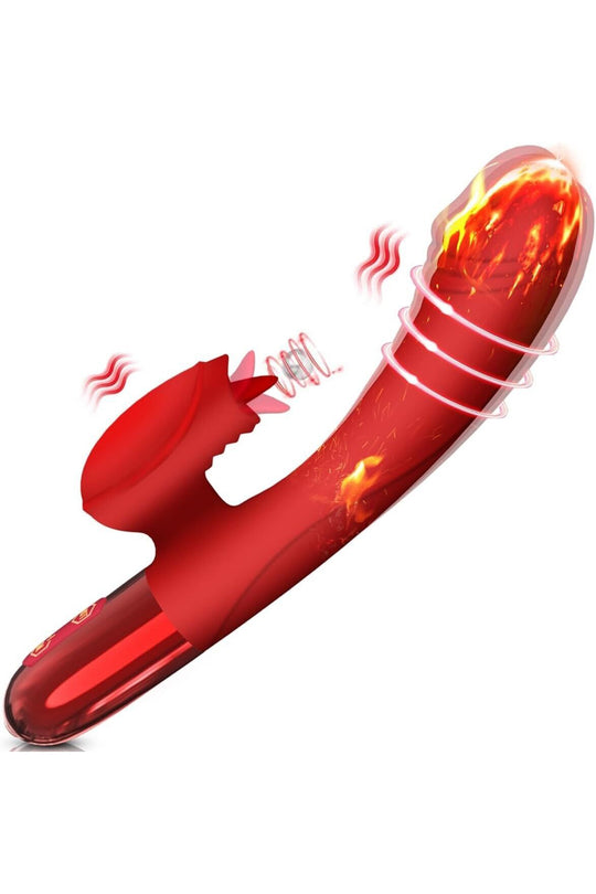 Vibrator dual cu 2 motoare puternice pentru stimulare vaginala si clitoridiana, Rosu, TOY525-3