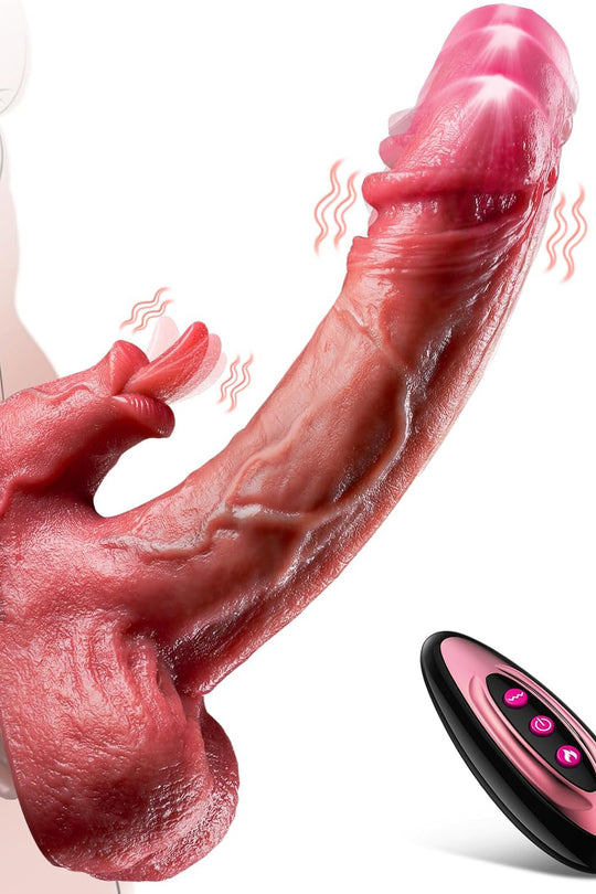 Vibrator/dildo dual ultra realistic cu functie telescopica si mod de incalzire , pentru stimulare vaginala si clitoridiana, Nude, TOY530-152