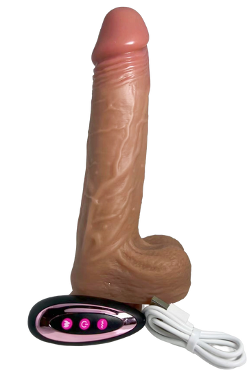 Dildo ultra realistic cu functii de vibrare, rotire si telescopica, Nude,  TOY532-152