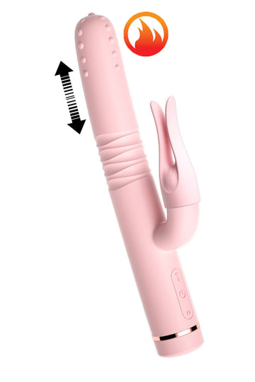 Vibrator premium multifunctional – vibratii, miscare automata sus-jos si incalzire, Roz, TOY548-5