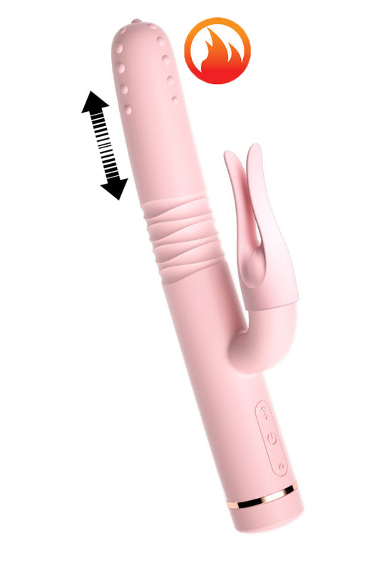 Vibrator premium multifunctional – vibratii, miscare automata sus-jos si incalzire, Roz, TOY548-5