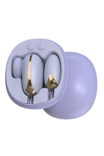 Vibrator dublu, ou pentru stimulare vaginala si de suctiune pentru stimulare clitoridiana, Mov, TOY555-110