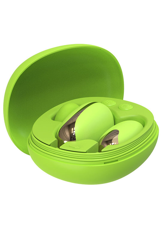 Vibrator dublu, ou pentru stimulare vaginala si de suctiune pentru stimulare clitoridiana, Verde, TOY555-12