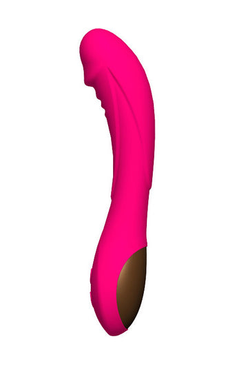 Vibrator flexibil cu striatii si multiple moduri de vibrare, pentru stimulare vaginala, Fuchsia, TOY556-55
