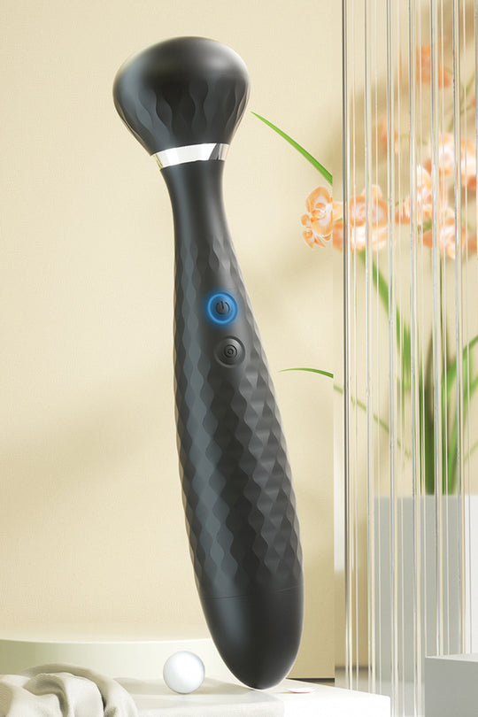 Vibrator Wand Puternic – Black Knight, Aparat Masaj si Stimulare, Reincarcabil, Negru,  TOY561-1