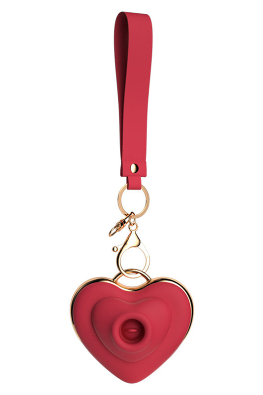 Mini vibrator breloc inima cu functie de suctiune si vibratii, Rosu, TOY562-3