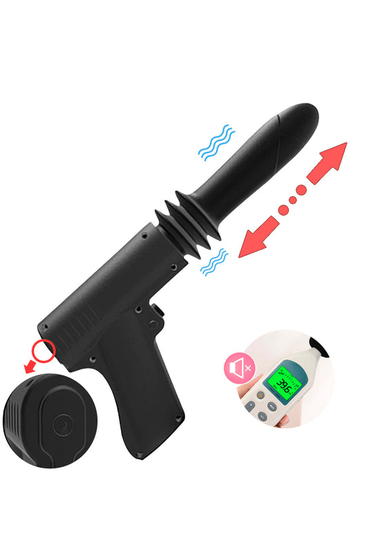Vibrator tip pistol telescopic cu vibratii si miscare automata sus-jos, Negru, TOY584-1