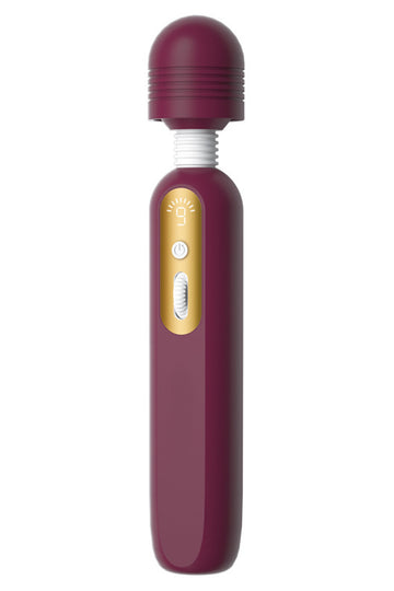 Vibrator tip wand pentru stimulare clitoridiana, cu afisaj electronic si control intuitiv, Visiniu,  TOY594-81