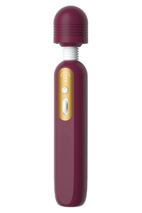 Vibrator tip wand pentru stimulare clitoridiana, cu afisaj electronic si control intuitiv, Visiniu,  TOY594-81