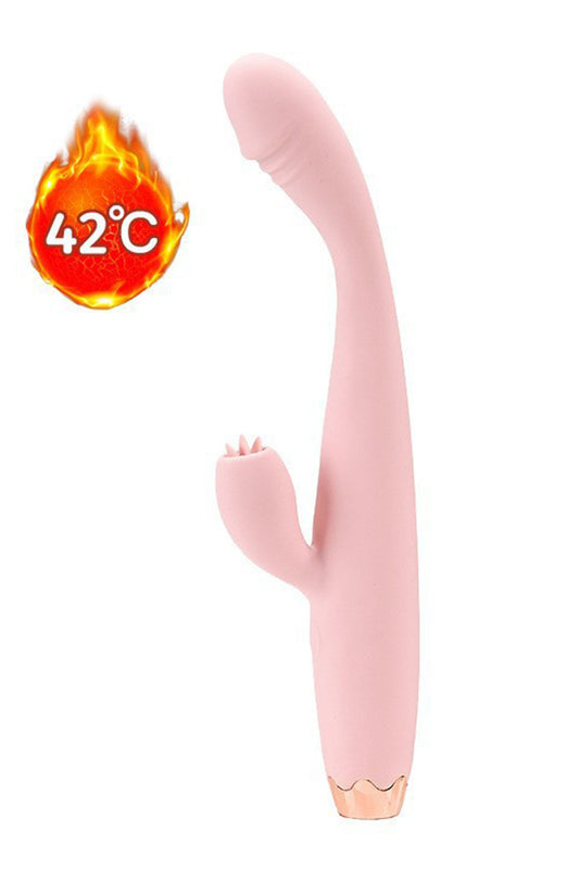 Vibrator dual pentru stimulare vaginala si a clitorisului, Roz, TOY595-5