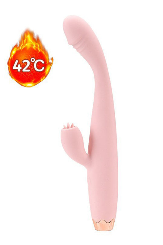 Vibrator dual pentru stimulare vaginala si a clitorisului, Roz, TOY595-5