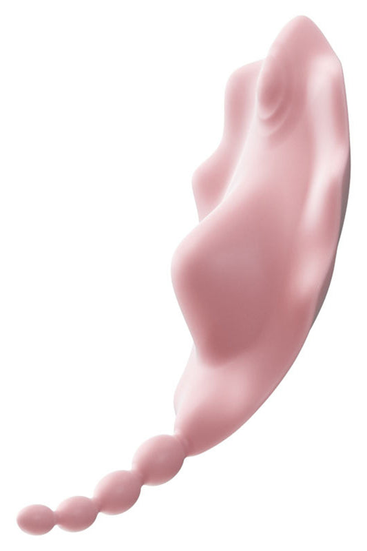 Vibrator tip fluture cu coada flexibila si incarcare USB ,Stimulare Multipla, Roz, TOY596-5