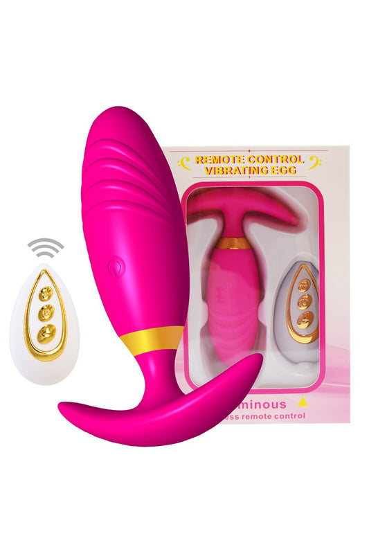 Vibrator anal purtabil, cu telecomanda si multiple moduri de vibrare, Fuchsia,  TOY598-55