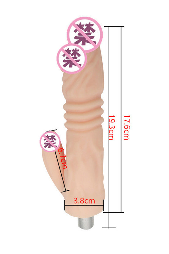 Accesoriu dildo cu striatii, tip iepuras pentru "masina de sex", Nude, TOY600M-152
