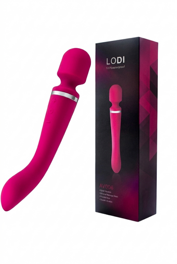 Lodi AV006 – Vibrator cu 2 Capete Premium, 2 Motoare Independente, 10 Moduri de Vibrație și Încărcare USB, Fuchsia,  TOY612-55