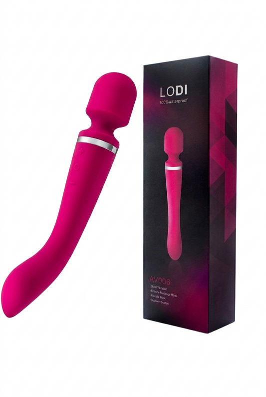 Lodi AV006 – Vibrator cu 2 Capete Premium, 2 Motoare Independente, 10 Moduri de Vibrație și Încărcare USB, Fuchsia,  TOY612-55