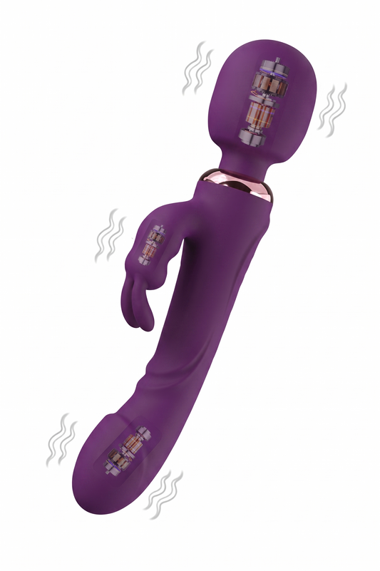 UltraWave Dual Stim Pro – Vibrator Multifuncțional cu 3 Motoare, 10 Moduri de Vibrație și Design Ergonomic, Mov,  TOY614-11