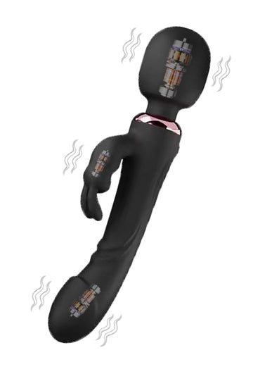 UltraWave Dual Stim Pro – Vibrator Multifuncțional cu 3 Motoare, 10 Moduri de Vibrație și Design Ergonomic, Negru,  TOY614-1