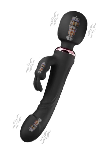 UltraWave Dual Stim Pro – Vibrator Multifuncțional cu 3 Motoare, 10 Moduri de Vibrație și Design Ergonomic, Negru,  TOY614-1
