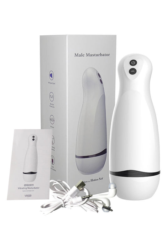 PulseVibe Max – Masturbator Electric Premium cu Vibrații, Alb,  TOY619-2