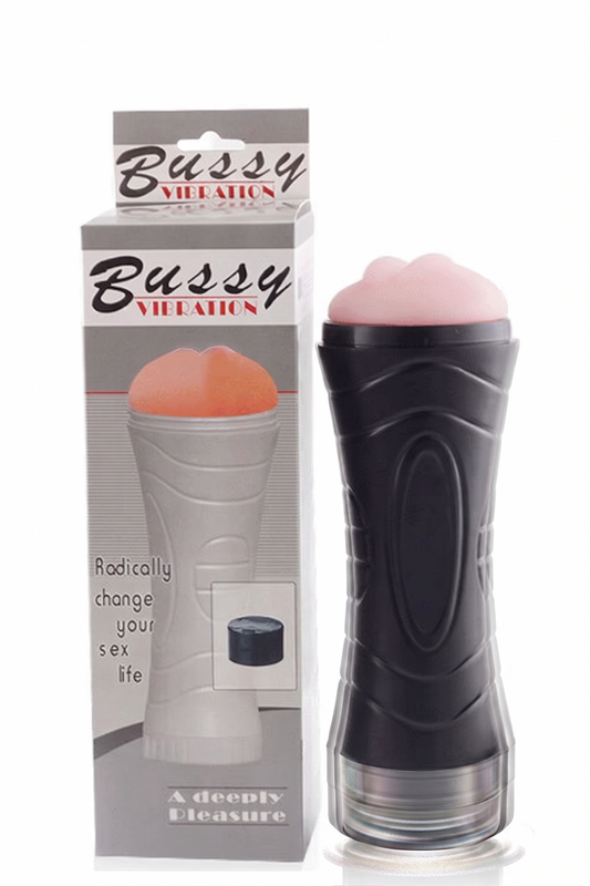 Bussy Vibration – Masturbator Tip Lanternă cu Vibrații Reglabile și Textură Ultra-Realistă, Negru,  TOY621-1