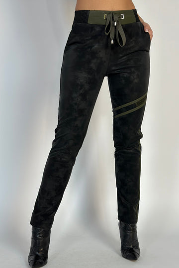 Pantaloni lungi casual din imitatie de piele V642-100