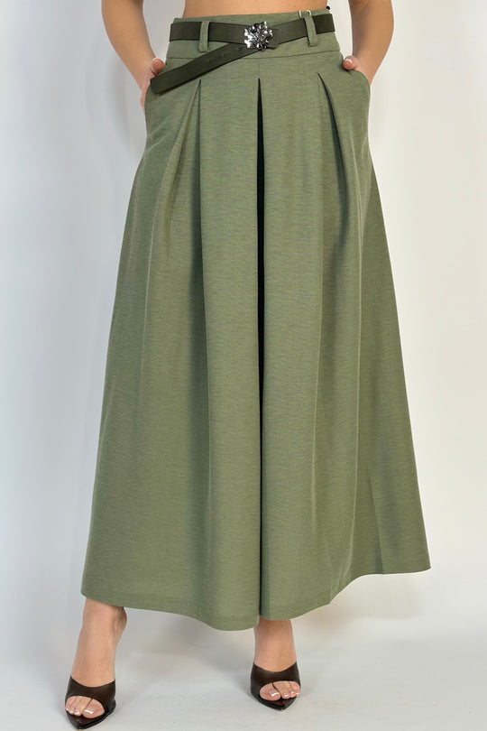 Pantaloni lungi largi tip fusta din material lejer V644-100