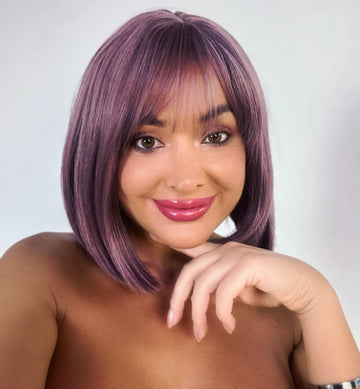 Peruca cu par roscat si tunsoare bob mediu cu breton PER104-100