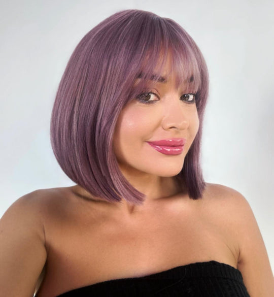 Peruca cu par roscat si tunsoare bob mediu cu breton PER104-100