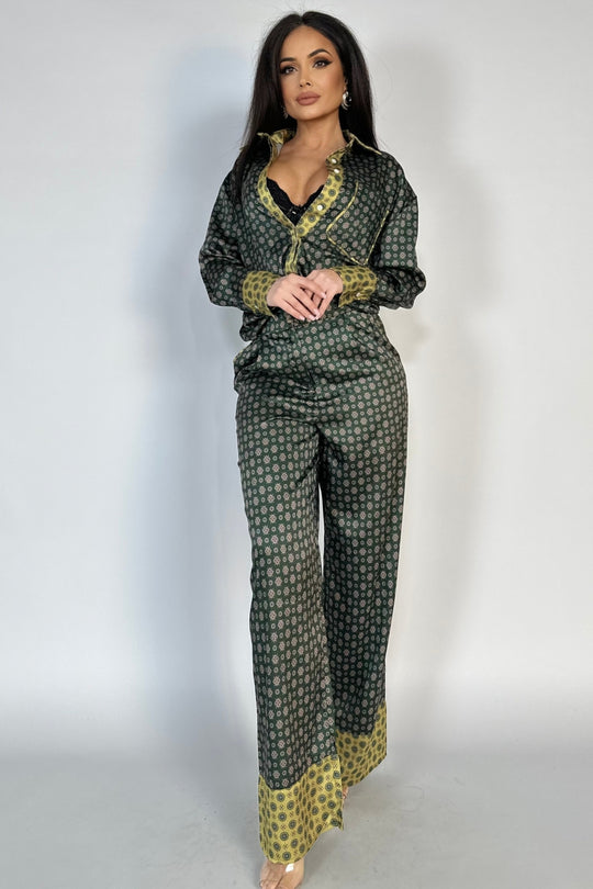 Compleu casual din bluza tip camasa si pantaloni lungi Y633-100