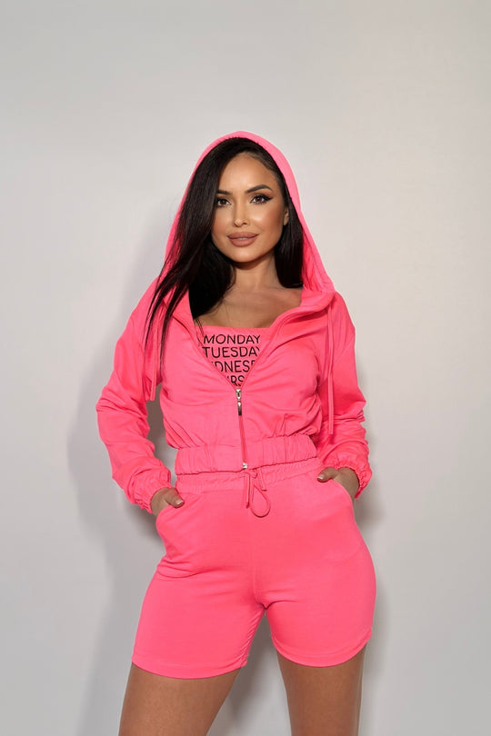 A650-55 Compleu casual din 3 piese  alcatuita din bluza, bustiera si pantaloni scurti