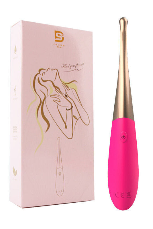 Mini Vibrator tip "Point Tide Pen" pentru stimulare clitoridiana, Fuchsia si Auriu, TOY447-557