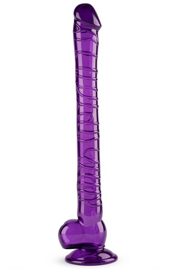 Dildo gigantic, realistic cu striatii si ventuza din silicon, mov TOY343-11