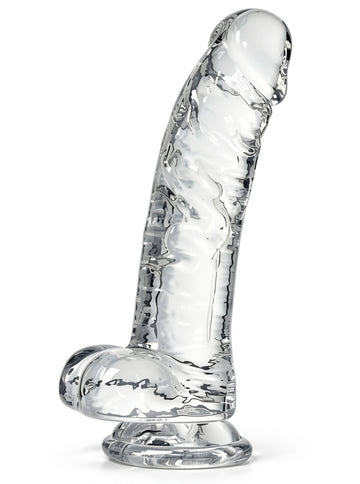 Dildo Realistic cu Striații și Ventuză, Silicon Transparent, TOY338-00
