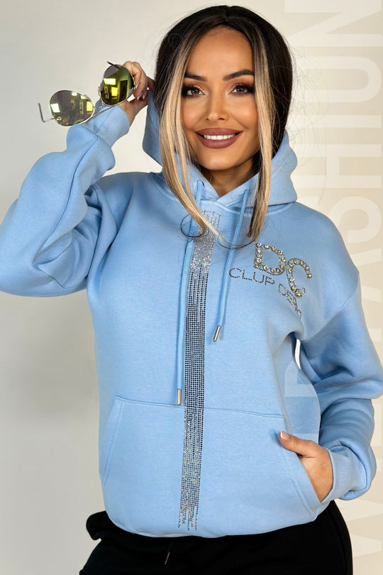 Rolling fashion din bumbac cu gluga atasata si accesorizat cu strasuri N879-48