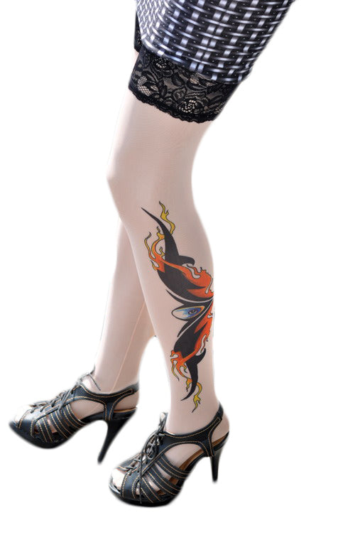 Ciorapi treisfert cu tatuaj colorat, STK19