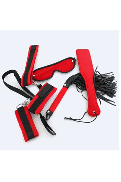 Set 6 piese accesorii fetish din material pufos in 2 culori, Rosu+Negru, TOY20