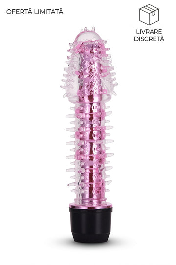 Vibrator din silicon cu tepi, rezistent la ala si multiple moduri de vibrare, Fuchsia, TOY336-55