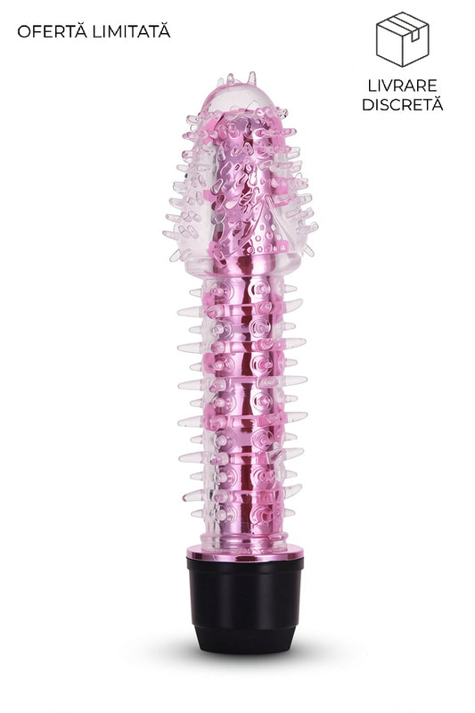 Vibrator din silicon cu tepi, rezistent la ala si multiple moduri de vibrare, Fuchsia, TOY336-55
