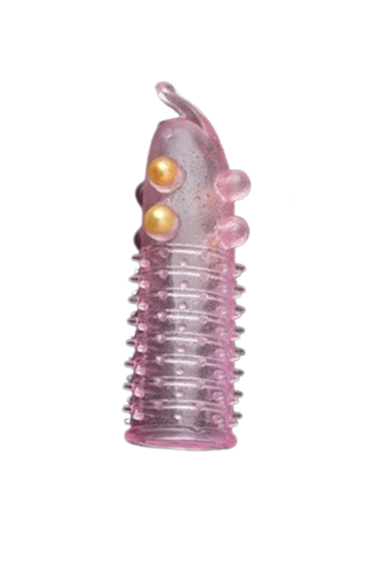 Manson penis cu striatii, bile si tepi din silicon, Roz TOY339-5