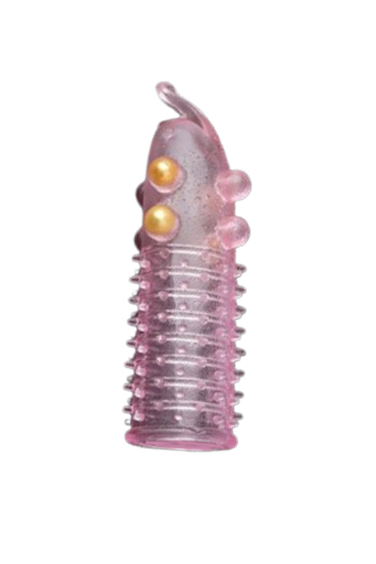 Manson penis cu striatii, bile si tepi din silicon, Roz TOY339-5