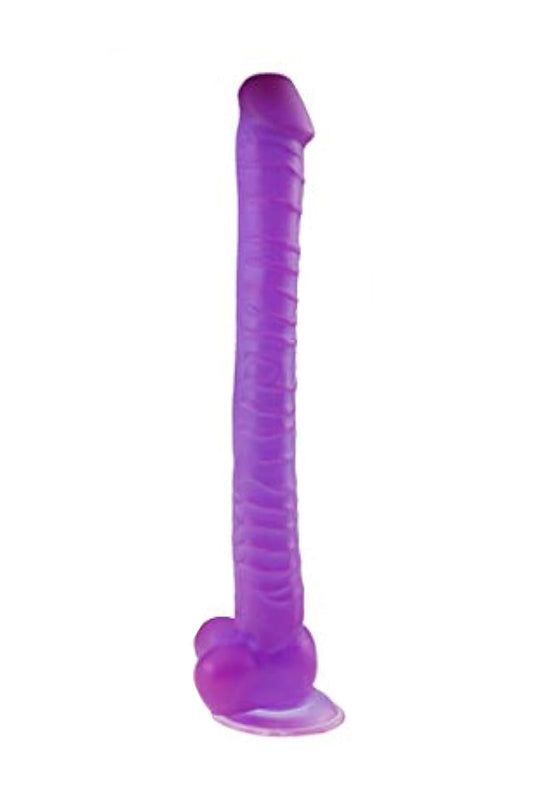 Dildo gigantic, realistic cu striatii si ventuza din silicon, mov TOY343-11