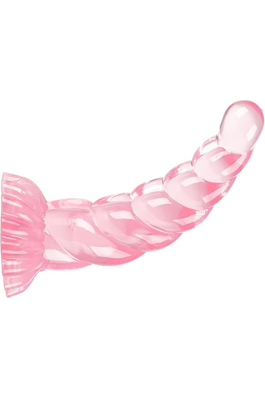 Dildo Spiralat Roz din TPE – Textură Realistă, Flexibilitate Maximă și Ventuză Puternică, Roz,  TOY627-5