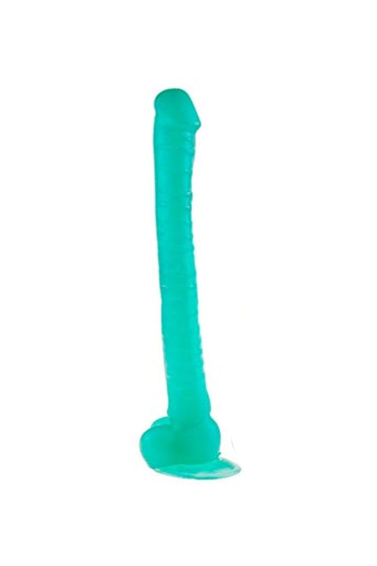 Dildo gigantic, realistic cu striatii si ventuza din silicon, verde TOY343-12
