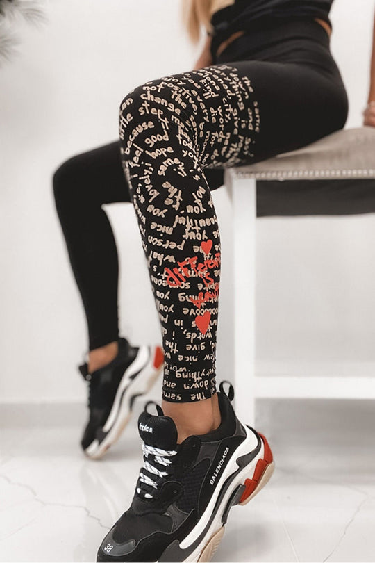 Colanti cu talie medie si imprimeu pe picior A717-1