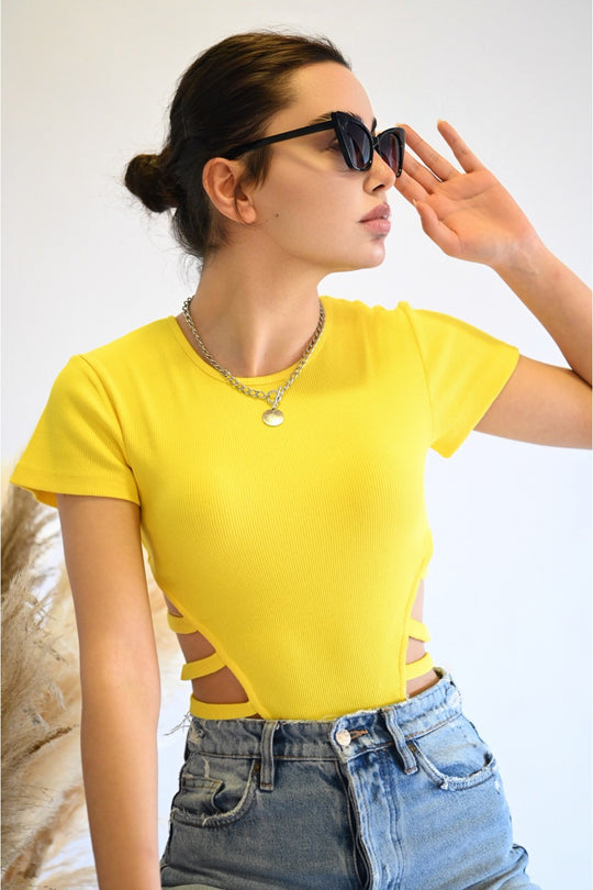 Body sexi tip tricou din material reiat A723-9