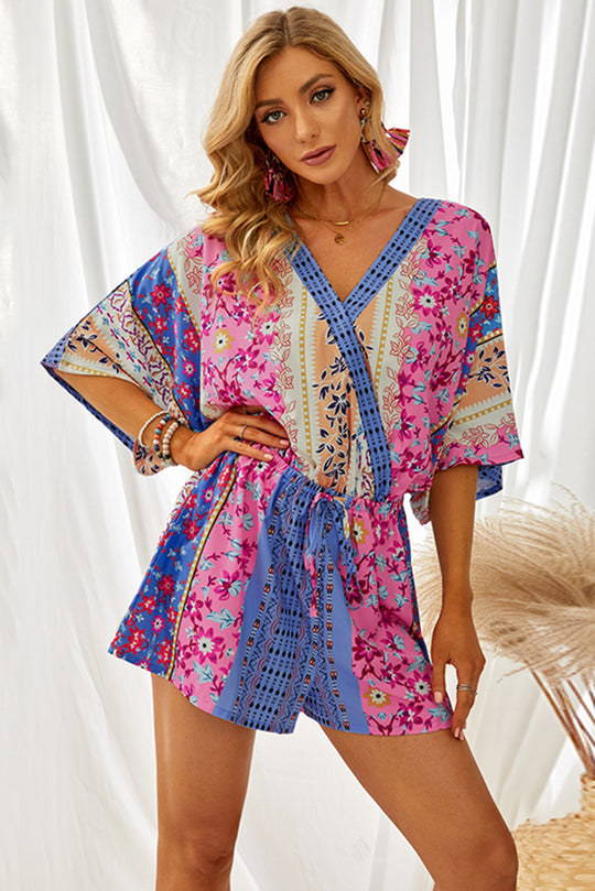 Salopeta tip romper cu pantaloni scurti si maneci scurte A728-100