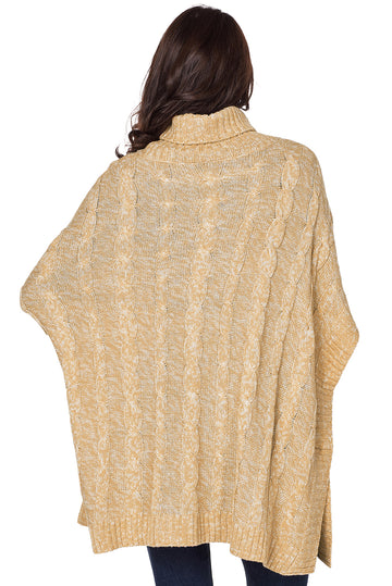 Pulover tricotat stil poncho cu buzunare A740-126