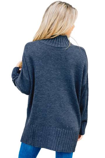 Pulover casual cu guler inalt si croiala lejera A749-4