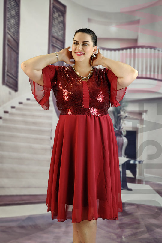 Rochie eleganta de seara cu paiete si voal A768-81111